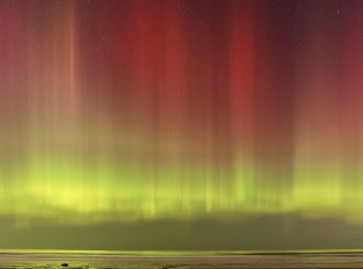Samuel Cole Aurora Display Pictured From Downhill Beach