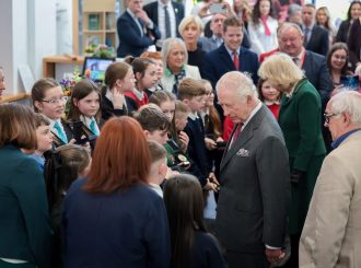 Their Majesties With The Steinbeck Book Cover Schoolchildren