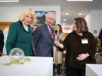 Their Majesties And Desima Discussing Andrea Spencers Glass Work